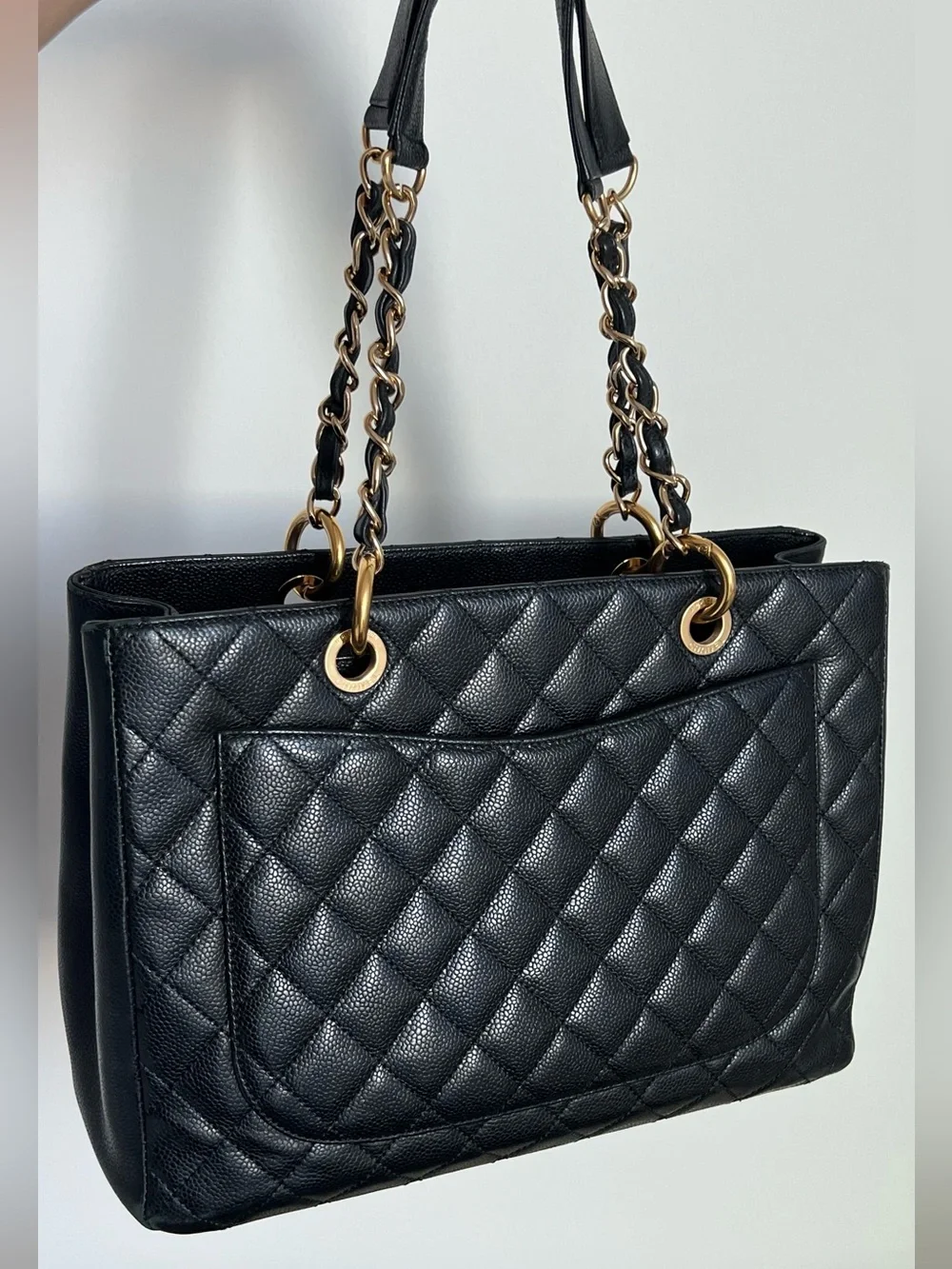 Chanel grand shopping tote in black caviar